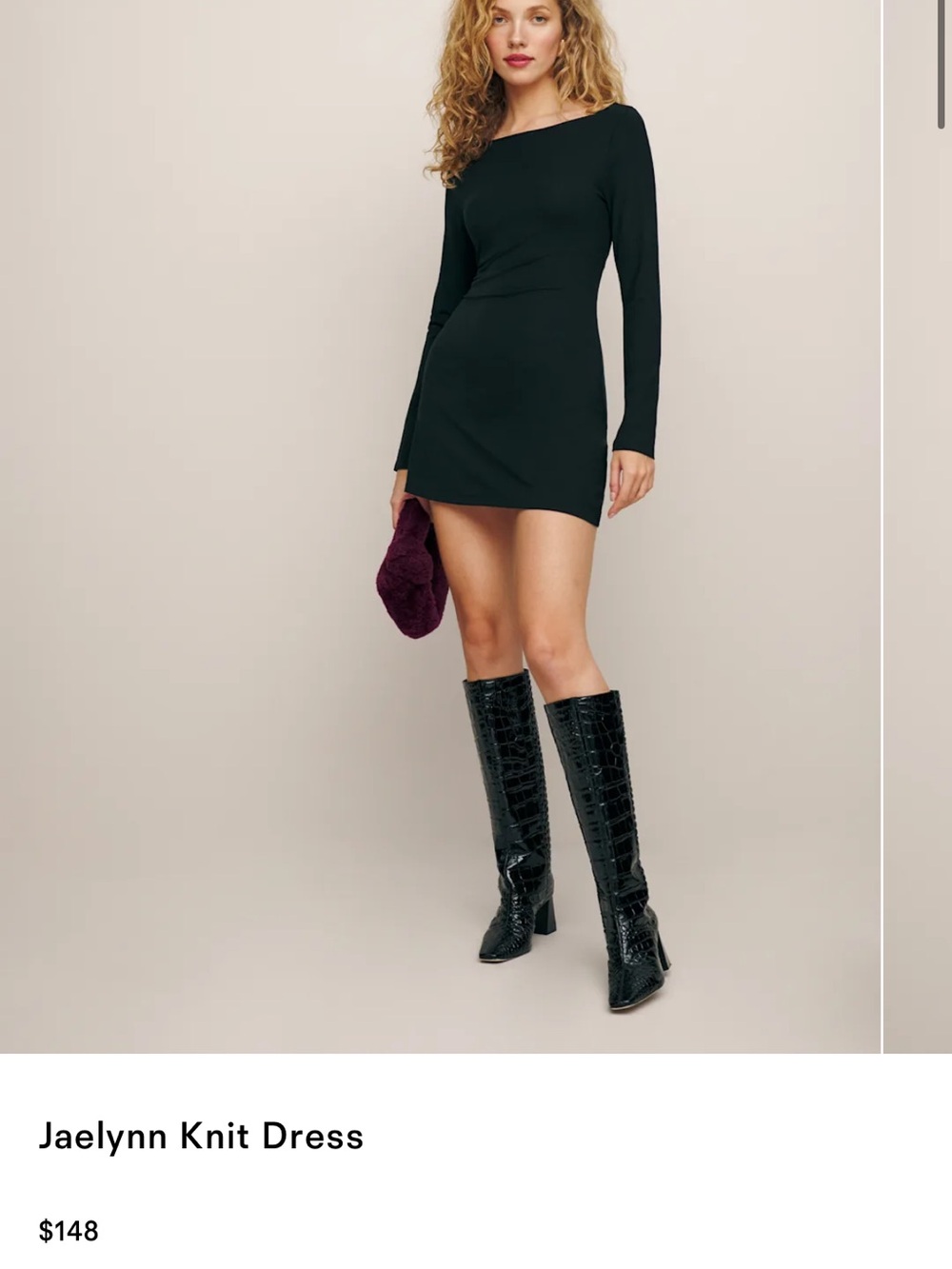 Reformation Jaelynn Knit Mini Dress in Black